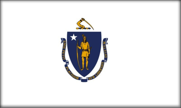 Massachusetts - Flag - Resin fridge magnet