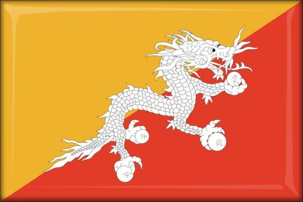 Bhutan - Flag - Resin fridge magnet