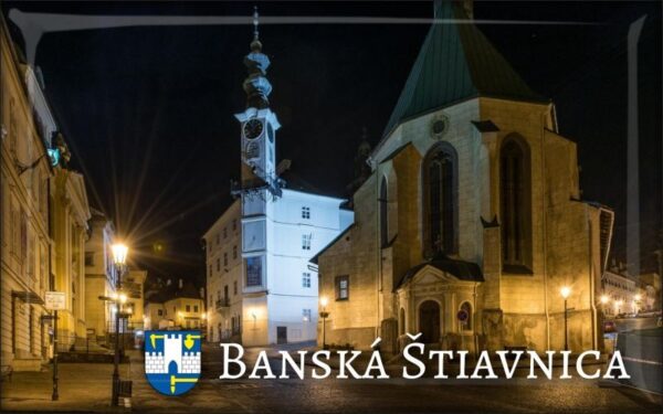 Banská Štiavnica - A night on the town - Resin fridge magnet
