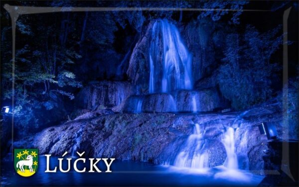 Lúčky - waterfall IV. - Resin fridge magnet