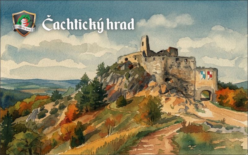 Čachtice Castle – Watercolor I. - Resin fridge magnet - Image 2
