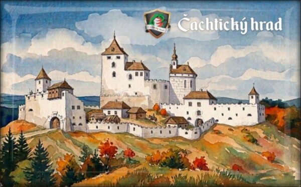 Čachtice Castle – Watercolor II. - Resin fridge magnet