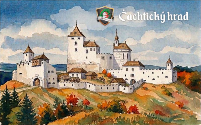 Čachtice Castle – Watercolor II. - Resin fridge magnet - Image 2