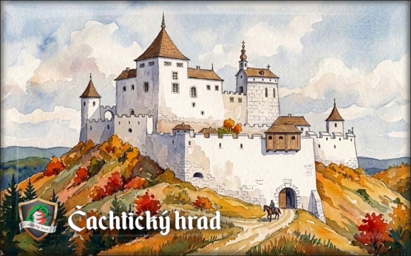 Čachtice Castle – Watercolor III. - Resin fridge magnet