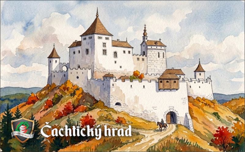 Čachtice Castle – Watercolor III. - Resin fridge magnet - Image 2