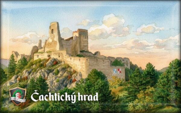 Čachtice Castle – Watercolor IV. - Resin fridge magnet