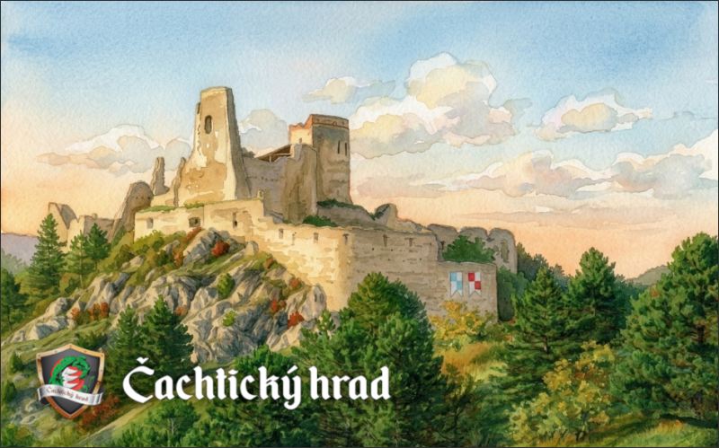 Čachtice Castle – Watercolor IV. - Resin fridge magnet - Image 2