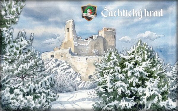 Čachtice Castle – Watercolor V. - Resin fridge magnet