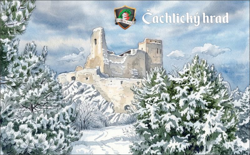 Čachtice Castle – Watercolor V. - Resin fridge magnet - Image 2