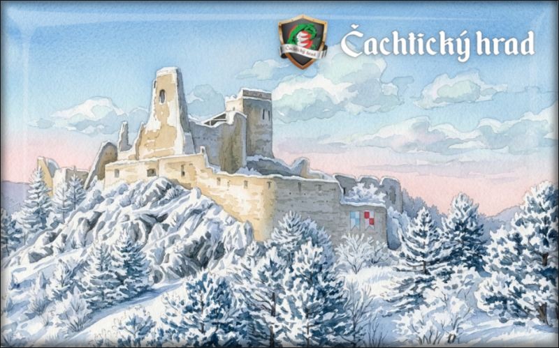 Čachtice Castle – Watercolor VI. - Resin fridge magnet