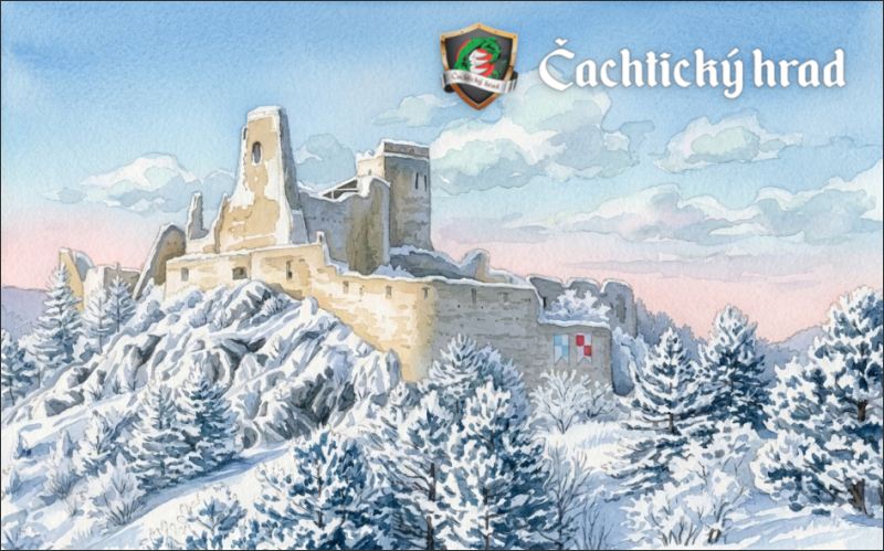 Čachtice Castle – Watercolor VI. - Resin fridge magnet - Image 2