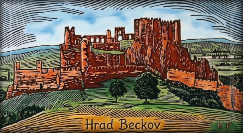 Beckov Castle – after Karl Frech - Resin fridge magnet