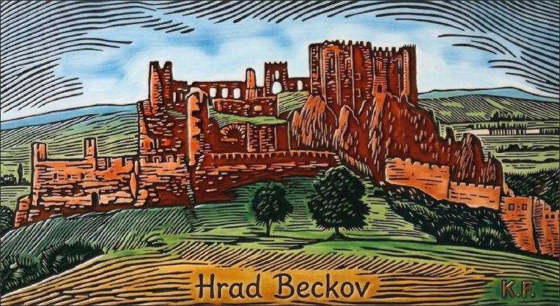 Beckov Castle – after Karl Frech - Resin fridge magnet - Image 2
