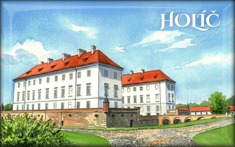 Holíč Castle - Watercolor I - Resin fridge magnet