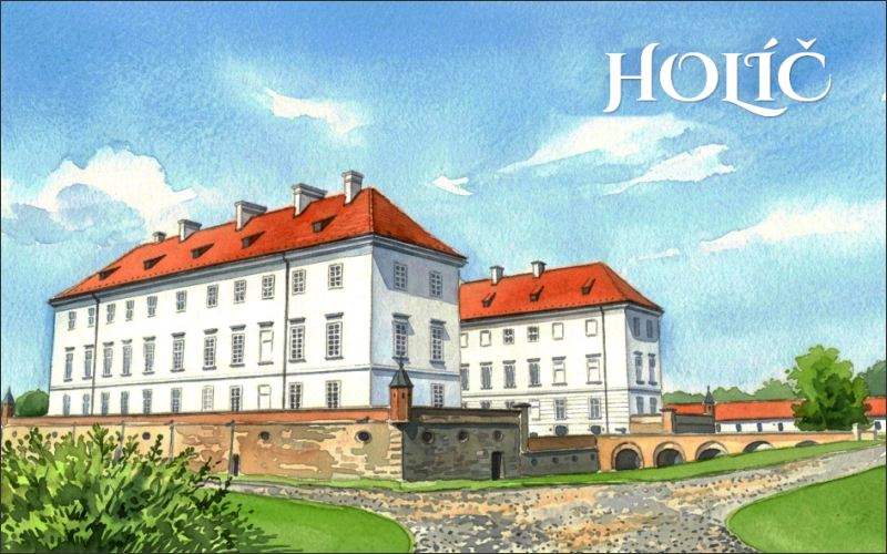Holíč Castle - Watercolor I - Resin fridge magnet - Image 2