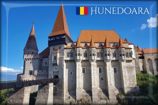Romania - Hunedoara - Corvin Castle - 2 - Resin fridge magnet